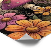 Retro-Wohnwagen, Pilze, Bach und Blumen Poster (Ecke)