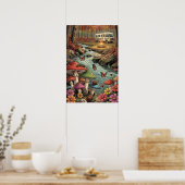 Retro-Wohnwagen, Pilze, Bach und Blumen Poster (Küche)