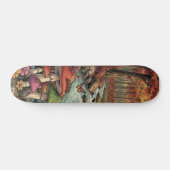Retro-Wohnwagen, Pilze, Bach und Blumen Skateboard (Horizontal)