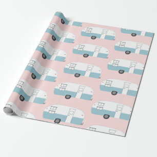 Retro Wohnwagenanhängerrosa-Packpapier Geschenkpapier