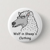 Retro Wolf in Schafsbekleidung Button (Vorderseite)