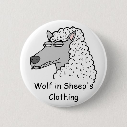 Retro Wolf in Schafsbekleidung Button (Vorderseite)