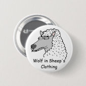 Retro Wolf in Schafsbekleidung Button (Vorne & Hinten)