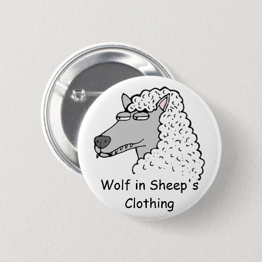 Retro Wolf in Schafsbekleidung Button (Vorne & Hinten)