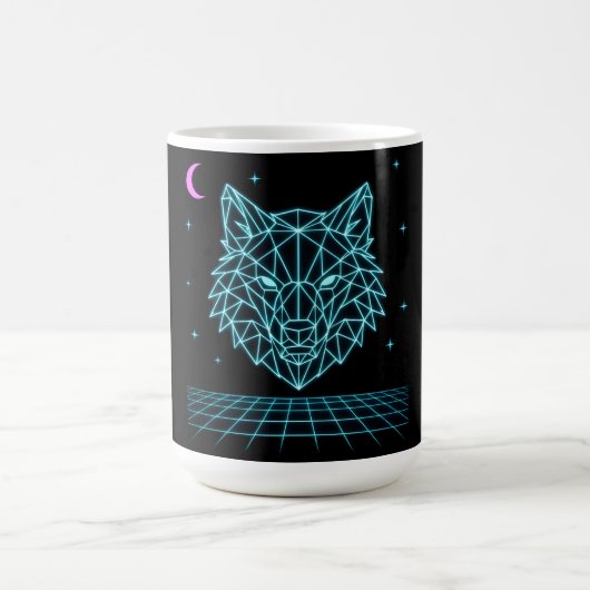 Retro Wolf Synthwave - Neon-Nacht-Heuler Kaffeetasse (Mittel)
