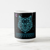 Retro Wolf Synthwave - Neon Night Howler Kaffeetasse (Mittel)