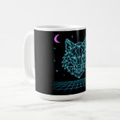 Retro Wolf Synthwave - Neon Night Howler Kaffeetasse (Vorderseite Links)