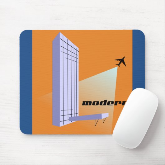 Retro Wolkenkratzer und Flugzeug Mousepad (Mit Mouse)