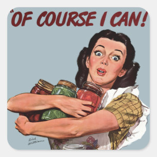 Retro Woman Caterer Cook Quadratischer Aufkleber