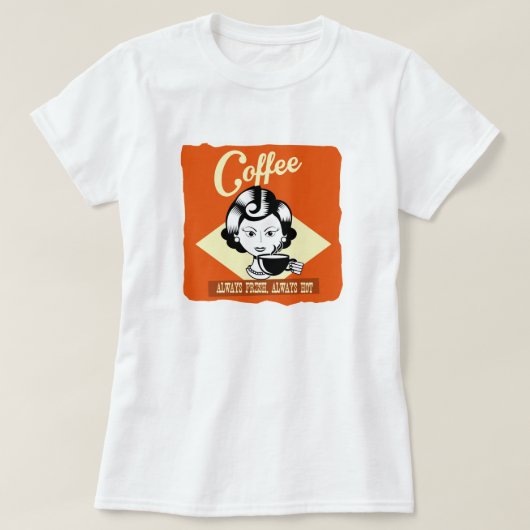 Retro Woman Coffee T - Shirt (Design vorne)