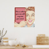 Retro Woman Holding a Sign Poster (Küche)