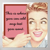 Retro Woman Holding a Sign Poster (Vorne)