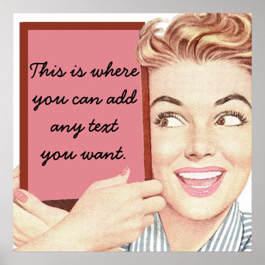 Retro Woman Holding a Sign Poster (Vorne)