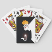 Retro Woman Holding Camera Pop Art Spielkarten (Rückseite)