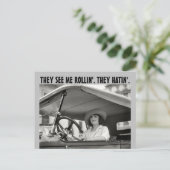 retro WOMAN IN classic CAR FUNNY Postcard Postkarte (Stehend Vorderseite)