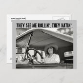 retro WOMAN IN classic CAR FUNNY Postcard Postkarte (Vorne/Hinten)