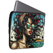 Retro Woman on Beach Comic Style Pop Art Laptopschutzhülle (Vorne Rechts)