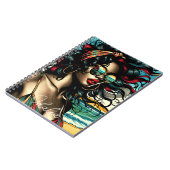 Retro Woman on Beach Comic Style Pop Art Notizblock (Linke Seite)