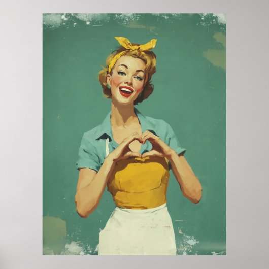 Retro Woman Sending Love Poster (Vorne)