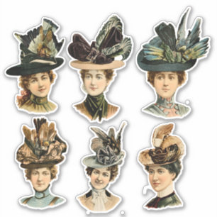 Retro Women Face Scrapbook Aufkleber