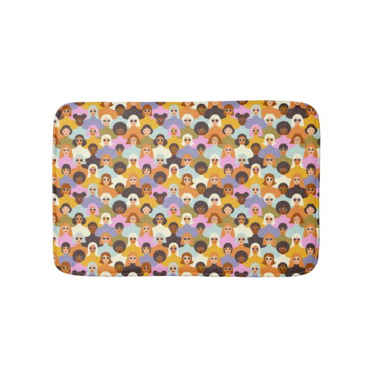 Retro Women of the World Pattern Badematte (Vorderseite)