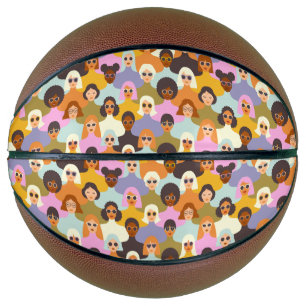 Retro Women of the World Pattern Basketball