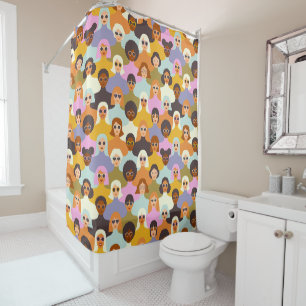 Retro Women of the World Pattern Duschvorhang