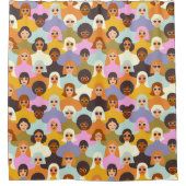 Retro Women of the World Pattern Duschvorhang (Vorderseite)