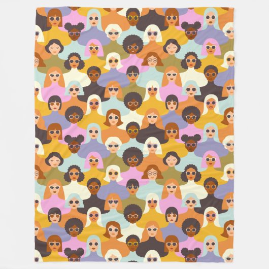 Retro Women of the World Pattern Fleecedecke (Vorderseite)