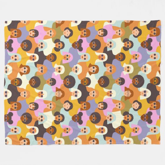 Retro Women of the World Pattern Fleecedecke (Vorderseite (Horizontal))