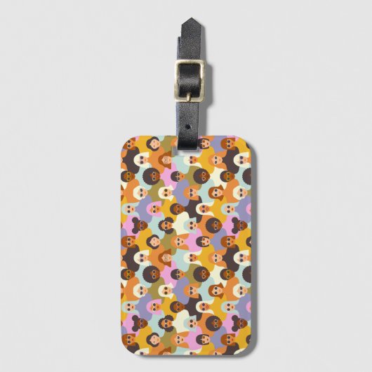 Retro Women of the World Pattern Gepäckanhänger (Vorderseite Vertikal)