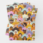 Retro Women of the World Pattern Geschenkpapier Set (Beispiel)