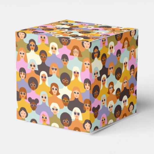 Retro Women of the World Pattern Geschenkschachtel (Rückseite)