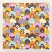 Retro Women of the World Pattern Glasuntersetzer (Vorderseite)