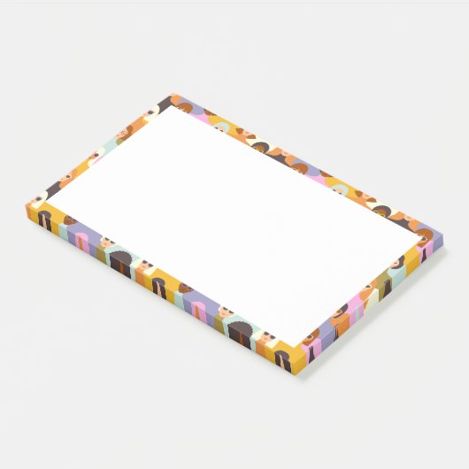 Retro Women of the World Pattern Post-it Klebezettel (angewinkelt)