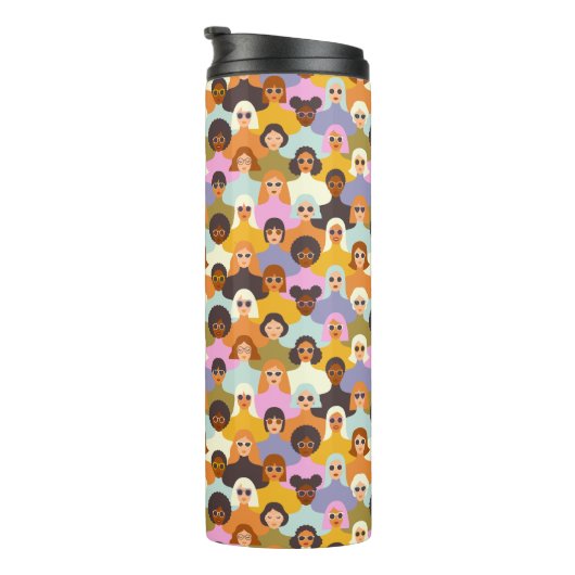 Retro Women of the World Pattern Thermosbecher (Nach rechts gedreht)