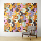 Retro Women of the World Pattern Wandteppich (Beispiel (Horizontal))