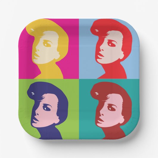 Retro Women Pop Art Pappteller (Vorderseite)