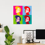 Retro Women Pop Art Poster<br><div class="desc">Retro Frauen Pop Kunstdesign mit vier Frauen. Dieses Design sieht wirklich effektiv aus auf diesem Poster</div>