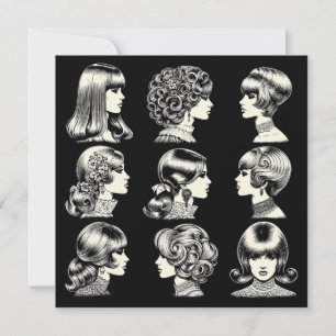 Retro Women's Hairstyles Boho Vintag Cool Karte