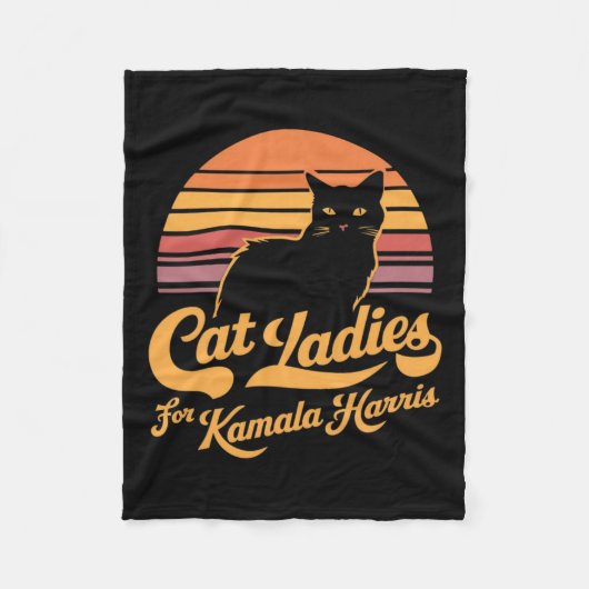 Retro Womens Kamala Harris Cat Lady Fleecedecke (Vorderseite)