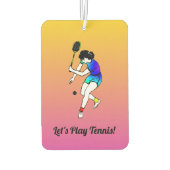 Retro Women's Tennis Player mit rosa Text Autolufterfrischer (Rückseite)