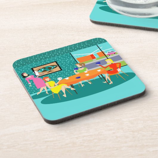 Retro Women's Weekly Card Game Cork Untersetzer (Linke Seite)