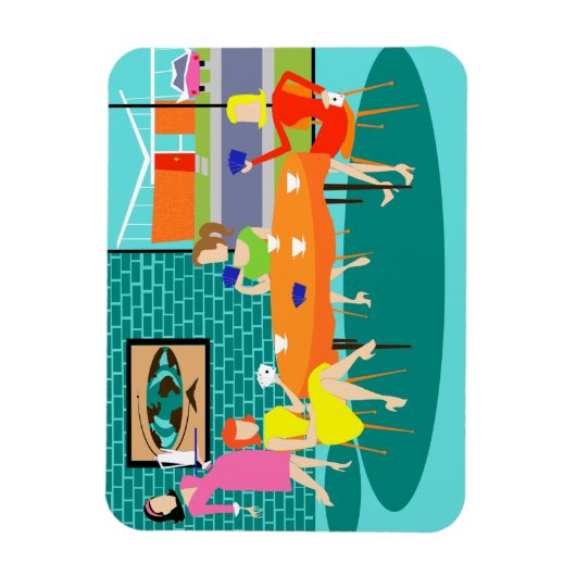 Retro Women's Weekly Card Game Flexi Magnet (Vertikal)