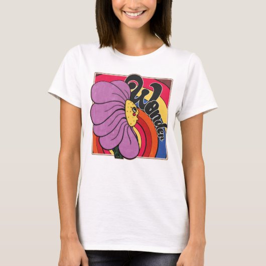 Retro Wonder Blume - 70er Cartoon Art T-Shirt (Vorderseite)