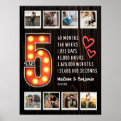 Retro Wood 5th Anniversary Custom Foto Collage Poster (Vorne)