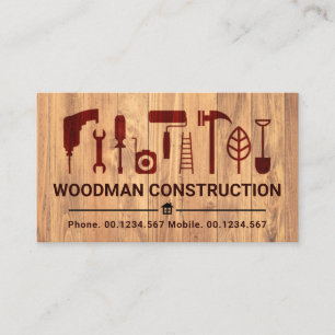 Retro Wood Grain Handyman Tools Visitenkarte
