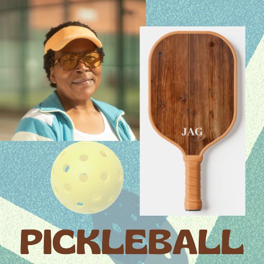 Retro Wood Monogramm Pickleball Schläger