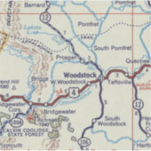 Retro Woodstock Vermont Karte Aufkleber (Vorderseite)