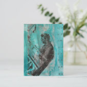 Retro Woodworking Man on a Blue Background Postkarte (Stehend Vorderseite)